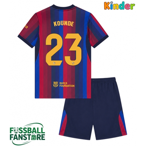 Barcelona Jules Kounde #23 Replik Heimtrikot Kinder 2026-27 Kurzarm (+ Kurze Hosen)